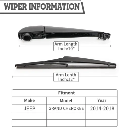 Vista 2 de Brazo y hoja del limpiaparabrisas trasero para Jeep Grand Cherokee 2014-2022 OEM-Replacement :68197131AA,Assembly :Cap