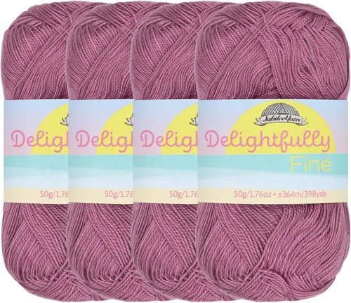 Vista 39 de JubileeYarn - Ovillo de hilo deliciosamente fino, 1.76 oz/madeja de rayón de bambú, color rosa polvo, 4 madejas