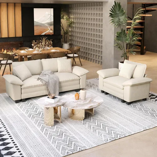 Vista 31 de SUNSHINE VALLEY - Juego de sofá de 2 piezas para sala de estar, sofá biplaza y sillón