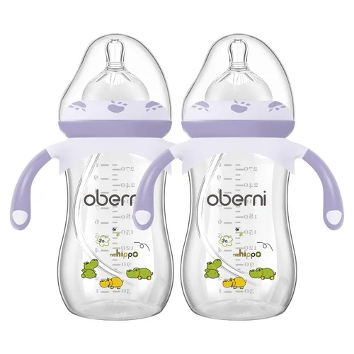 Vista 15 de Botellas para bebé Oberni, botellas de leche para niños con pajita con peso y asa antideslizante, tamaño + flujo rápido variable, 12+ meses, sin
