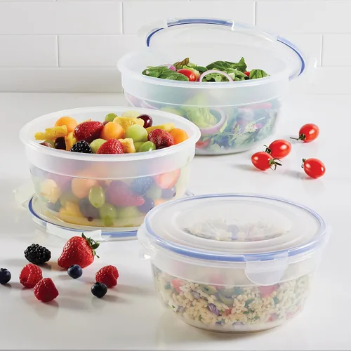 Vista 2 de LocknLock Easy Essentials - Tapas de almacenamiento de alimentos, recipientes herméticos, apilables, sin BPA, 6 piezas, transparente