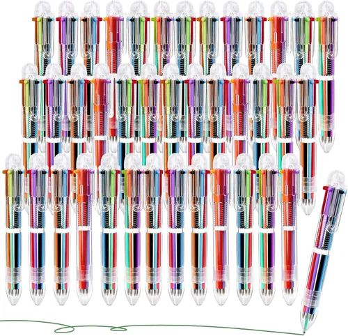 Vista 7 de Enyeopd Paquete de 6 bolígrafos multicolor en uno, bolígrafos divertidos para fiestas, bolígrafos retráctiles de colores para suministros de oficina