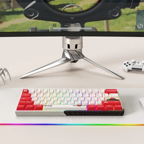 Vista 6 de XVX MK61 - Teclado 60%, inalámbricocon cable, mecánico, compacto, 61 teclas, recargable 2.4G, teclas completamente programables, retroiluminación