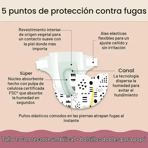 Vista 3 de The Honest Company Clean Conscious - Pañales para pieles delicadas, hasta un 100% a prueba de fugas, hipoalergénicos, sin fragancia, género neutro