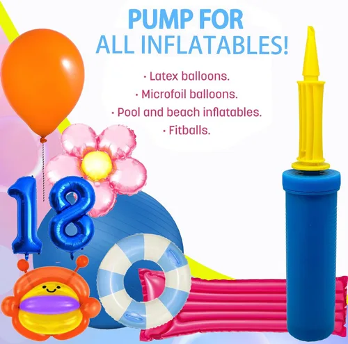 Vista 4 de Bomba de mano para globos, bomba de aire de doble acción bidireccional para globos, portátil para decoraciones de fiesta de cumpleaños