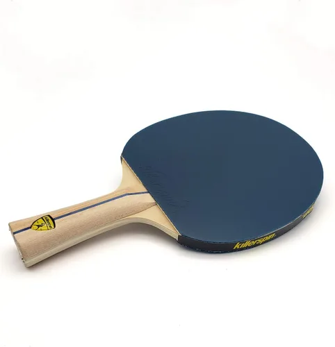 Vista 2 de Killerspin Raqueta clásica, paleta de ping pong para principiantes, agarres de goma Jet Basic, mango acampanado, color azul