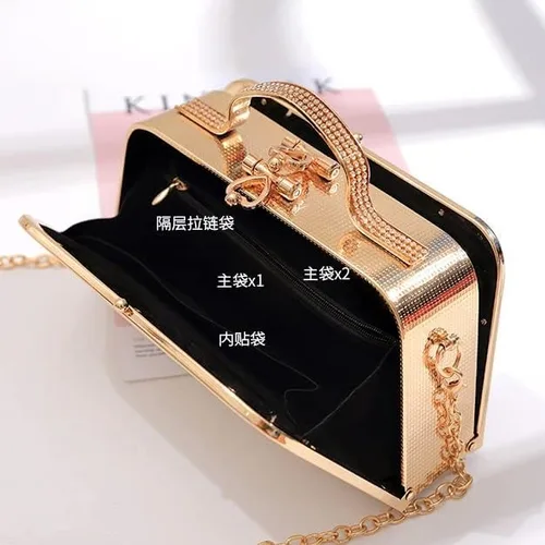 Vista 4 de WYKD - Bolso de mano de cuero para mujer, para boda, boda, boda, cadena de flores de perlas, bolsas de noche