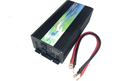 Vista 5 de Inversor de corriente de onda sinusoidal pura de 1500 W con medidor LED, enchufes de CA duales, cables de batería de alta resistencia, ideal