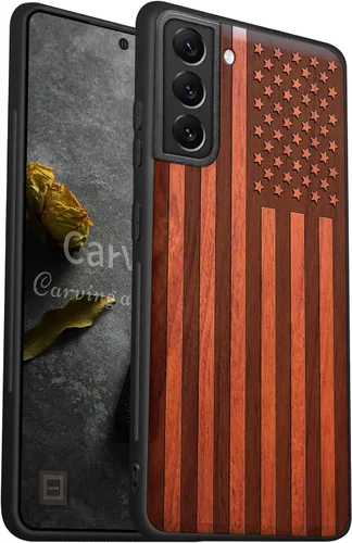 Vista 11 de Carveit Funda de madera real y TPU para Galaxy S21, funda protectora a prueba de golpes, funda de madera única y elegante, compatible con Samsung