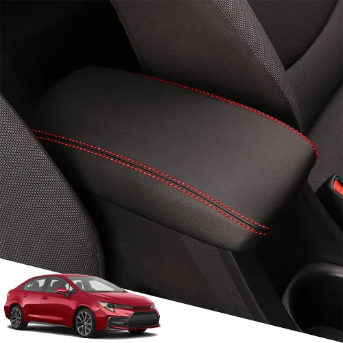 Vista 84 de Great-luck Funda de cuero para consola central, almohadilla para reposabrazos, accesorios de cubierta de caja (costuras rojas) para BMW X1 2023 2024