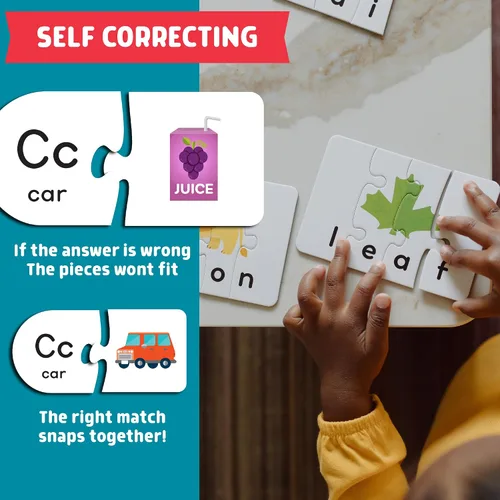 Vista 3 de Chuckle & Roar - ABC & Counting - Paquete de 56 rompecabezas de aprendizaje para niños a partir de 3 años Wooden Learning Puzzle, Alphabet