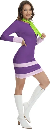 Vista 5 de TMSD Minivestido de disfraz de Halloween de manga larga para mujer con bufanda