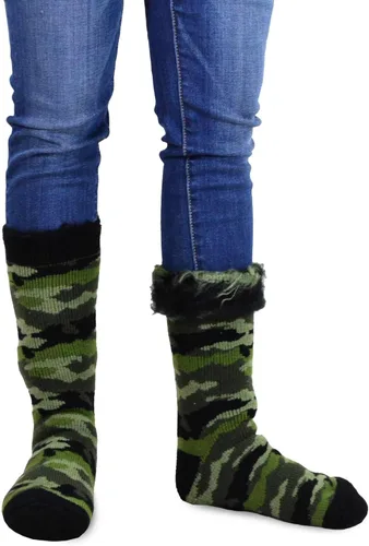 Vista 7 de Calcetines térmicos de invierno de algodón reciclado de peso pesado respetuoso del medio ambiente Multi par para mujeres y hombres 2 pares-camuflaje