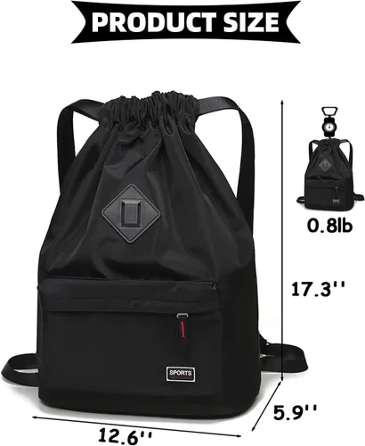 Vista 6 de Peicees - Mochila tipo bolsa deportiva, ligera, impermeable con jareta para hombre y mujer