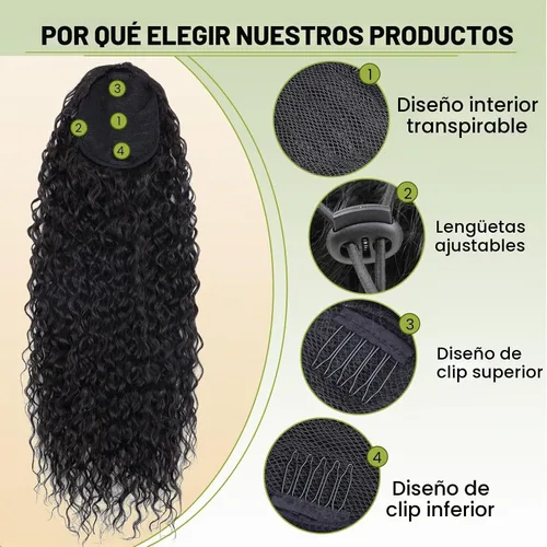 Vista 3 de Extensión de cabello rizado de 32 pulgadas de largo, cola de caballo sintética con clip instantáneo, resistente al calor, marrón oscuro (#2), 6.70