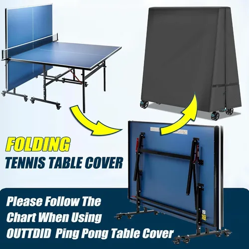 Vista 3 de Funda de mesa de ping pong 600D resistente al agua para exteriores e interiores, plegable, 9 x 5 pies, mesas de tenis de mesa plegables