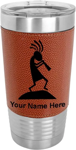 Vista 14 de LaserGram Kokopelli - Vaso aislado al vacío de 20 onzas, grabado personalizado incluido (piel sintética, gris)
