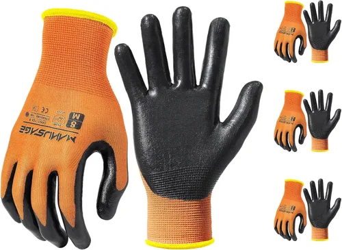 Vista 29 de MANUSAGE Guantes de trabajo de seguridad - Guante protector para hombres y mujeres - Protección de mano ultradelgada - Para construcción Negro