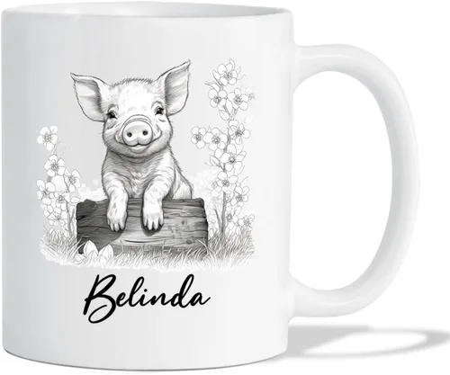 Vista 21 de Taza de café con nombre personalizado de oso de 11 y 15 onzas, taza de cerámica blanca con dibujo a lápiz de oso personalizado, regalo para niños