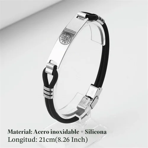Vista 2 de Pulsera de pentáculo tetragrammaton de geometría sagrada – Eliphas pentagrama protector símbolo mágico pulsera pulsera pulsera de silicona de sellos