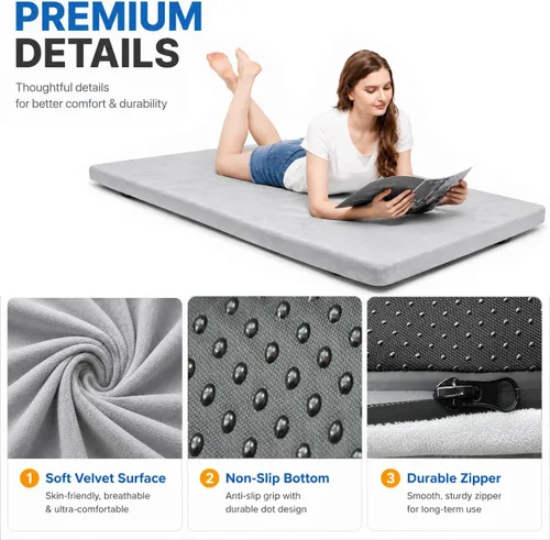 Vista 6 de Colchón de espuma para camping - Tapete enrollable portátil para dormir para coche, tienda de campaña, cuna y suelo - Impermeable, cómodo y compacto