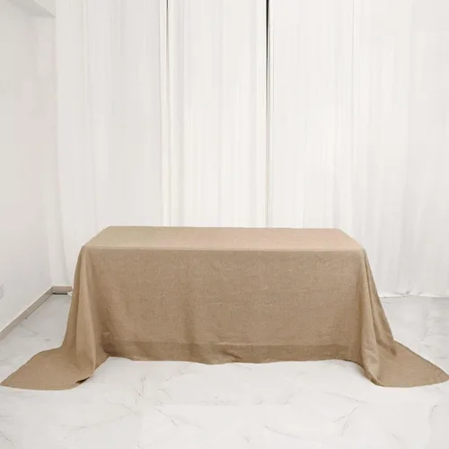 Vista 10 de Efavormart Mantel Redondo de Arpillera Sintética de Yute Natural de 90 Pulgadas - Cubierta de Mesa Rústica Boho Chic Estilo Granja para Navidad