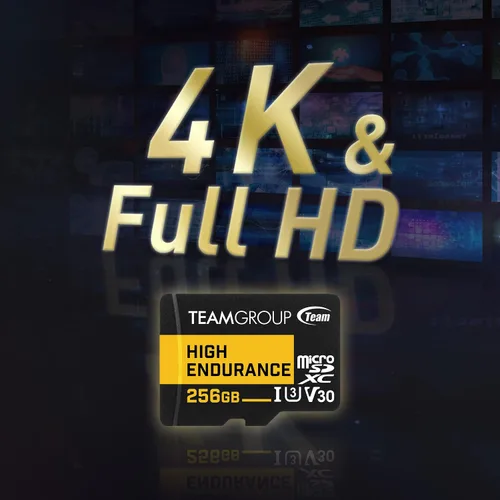 Vista 4 de TEAMGROUP HIGH Endurance 64GB Micro SDXC UHS-I U3 V30 4K 100MB/s (diseñada para monitorear) Tarjeta de memoria, grabación de video 4K y Full HD