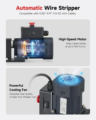Vista 2 de CREWORKS - Máquina pelacables eléctrica, pelacables eléctrico para cables de cobre de 0.06 a 0.9 pulgadas (0.059-0.866 in) con 3 modos de operación