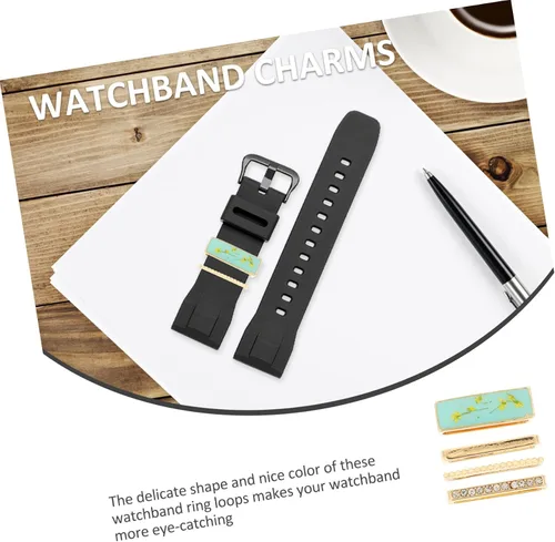 Vista 3 de Mikikit 8 piezas de Apple compatible con adornos de silicona para reloj, anillos para bucles, correa de reloj inteligente, encantos de correa