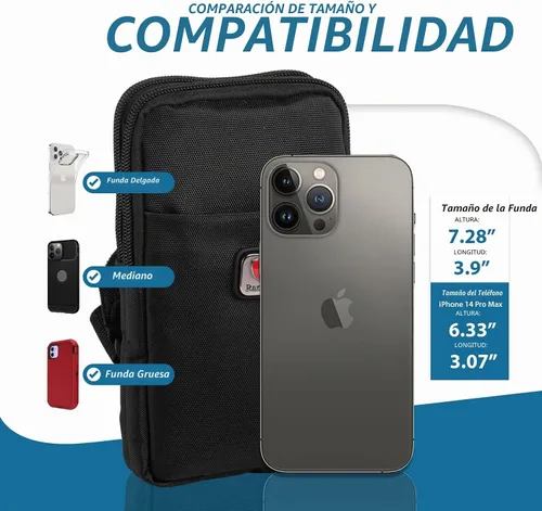 Vista 2 de Ranboo Funda para cinturón de teléfono celular para Samsung Galaxy S26 Ultra S25 Ultra S24 Ultra S23 Ultra iPhone 15 Pro Max 14 Pro Max Funda