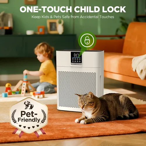 Vista 9 de Purificadores de aire para el hogar, habitación grande de hasta 2180 pies cuadrados, purificador de aire HEPA DBFIT con prefiltro de nailon lavable