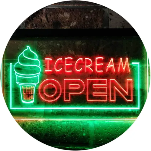 Vista 12 de ADVPRO Ice Cream Open Shop Dual Color LED Neon Sign Blue & Red 12" x 8.5" st6s32-m0079-br