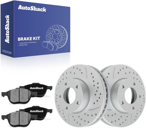 Vista 9 de AutoShack Pastillas de freno de cerámica para rotores de freno delanteros perforados y ranurados, repuesto para Mazda 3 2004-2013 2009 2010 2012
