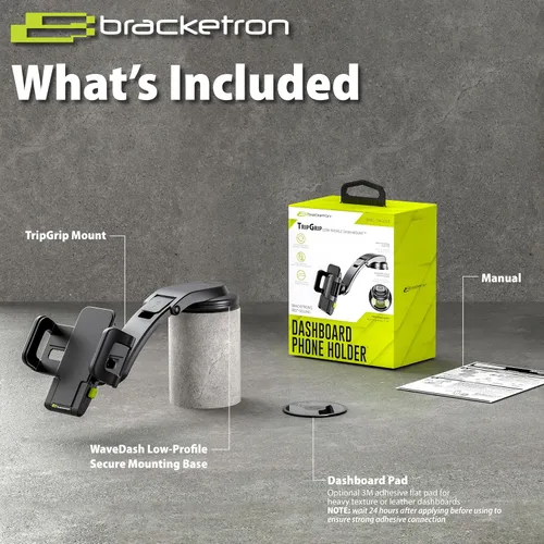 Vista 9 de Bracketron TripGrip Soporte de teléfono de coche para salpicadero – Fuerte soporte de ventosa, liberación con una sola mano, vista ajustable
