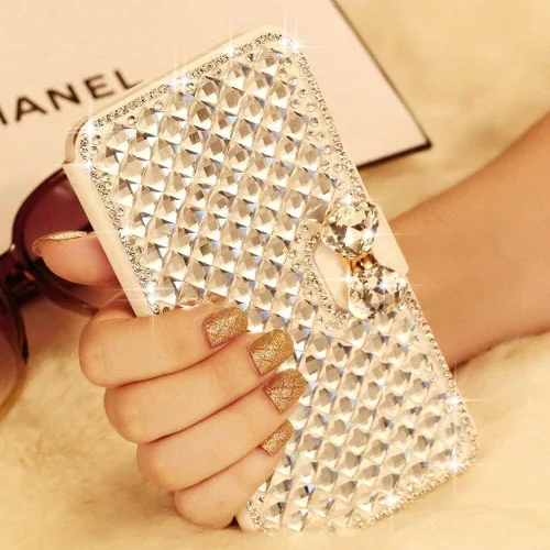 Vista 3 de Shinyzone Bling - Funda tipo cartera para Samsung Galaxy S22 Plus 5G, 3D Magntic Sparkle Bowknot Buckle Crystal Diamond Stones PU Funda de piel