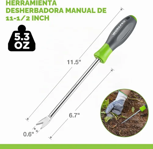 Vista 2 de WORKPRO Herramienta extractor de desbrozadora de diente de león de 11.5 pulgadas con mango suave