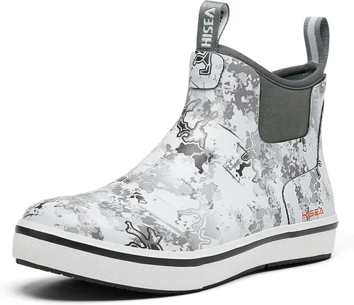 Vista 14 de HISEA Botas de lluvia para hombre, impermeables, de goma, neopreno, zapatos Negro