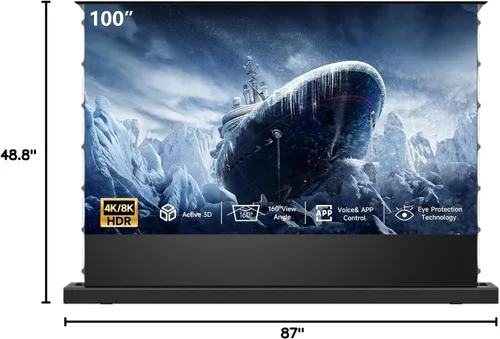 Vista 10 de IN&VI - Proyector motorizado ALR de 100 pulgadas con pantalla de proyector de suelo y proyector de tiro largo