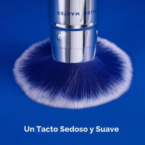Vista 3 de Brocha de maquillaje retráctil Kabuki para polvo, cepillo de viaje para base, rubor, bronceador, corrector, cepillo portátil con cubierta.. Kabuki