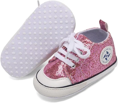 Vista 2 de Zapatos de lona para bebés recién nacidos, suela suave, para los primeros pasos, zapatos planos para niños pequeños, zapatos de mezclilla unisex