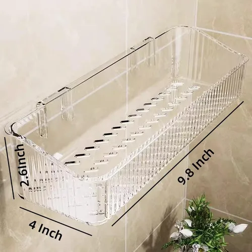 Vista 2 de Organizador adhesivo para ducha de 2 piezas, organizador de maquillaje, organizador de maquillaje, cubos de almacenamiento para baño y cocina