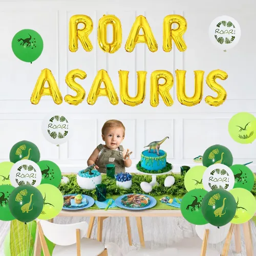 Vista 5 de Decoraciones de cumpleaños de One a Saurus, decoraciones de primer cumpleaños con temática de dinosaurio con rugido de Oneasaurus, globos