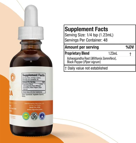 Vista 6 de Rejuvica Health Ashwagandha activa - Suplemento líquido avanzado - Extracto de Withania Somnifera - Solo raíces de ashwagandha - Withanólidos