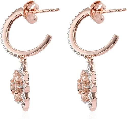 Vista 4 de Femme Luxe Pendientes colgantes colgantes chapados en oro rosa de 18 quilates de 213 GTW de morganita de melocotón en plata de ley 925 Metal