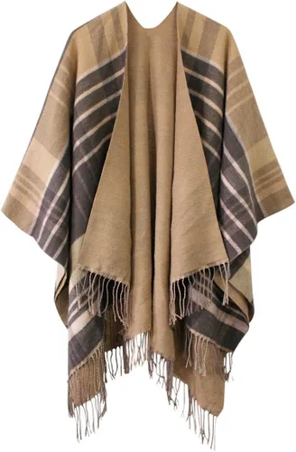 Vista 18 de Urban CoCo Poncho vintage de invierno para mujer, capa con borlas, chal envolvente