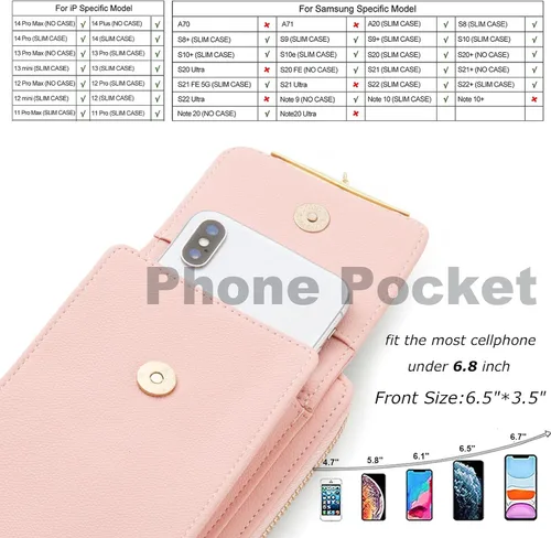 Vista 2 de Valentoria Bolso cruzado pequeño para teléfono celular, cartera de cuero para tarjetas de mano para mujer