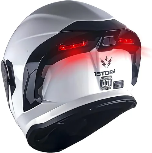 Vista 20 de 1Storm Nuevo Casco Modular de Motocicleta con Visera Dual, Protección Solar Completa y Luz Trasera LED Recargable: LED-X90 Flecha Azul