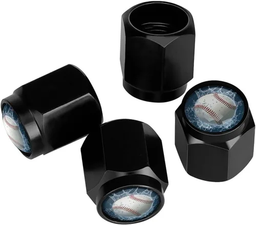 Vista 29 de Wolf - Tapones de válvula de neumático con bandera americana, tapas de válvula de neumático de aluminio negro, cubiertas universales