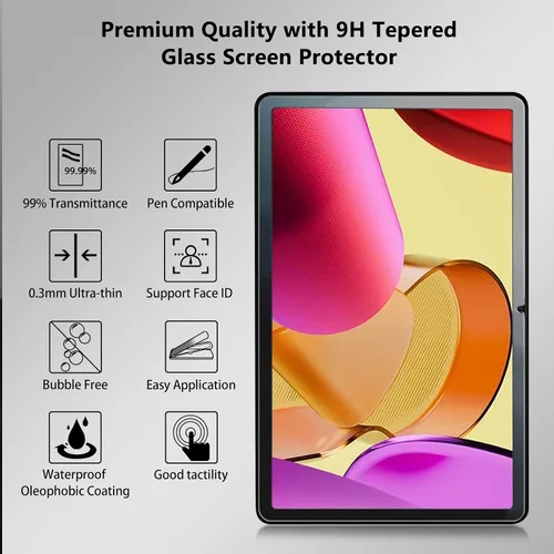 Vista 2 de Aircawin Protector de pantalla para Amazon Fire Max 11 2023 de 11 pulgadas, paquete de 2 películas de vidrio templado 9H para Fire Max 11, Claro