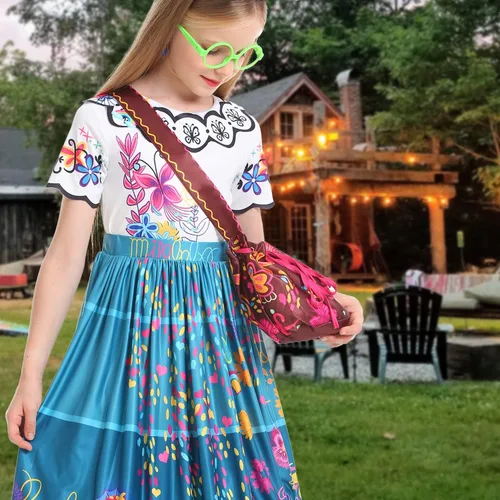 Vista 3 de KAIFUYING Isabella Encanto Costume Dress for Girls Halloween Birthday Party Outfit Cosplay Dress Up for Kids